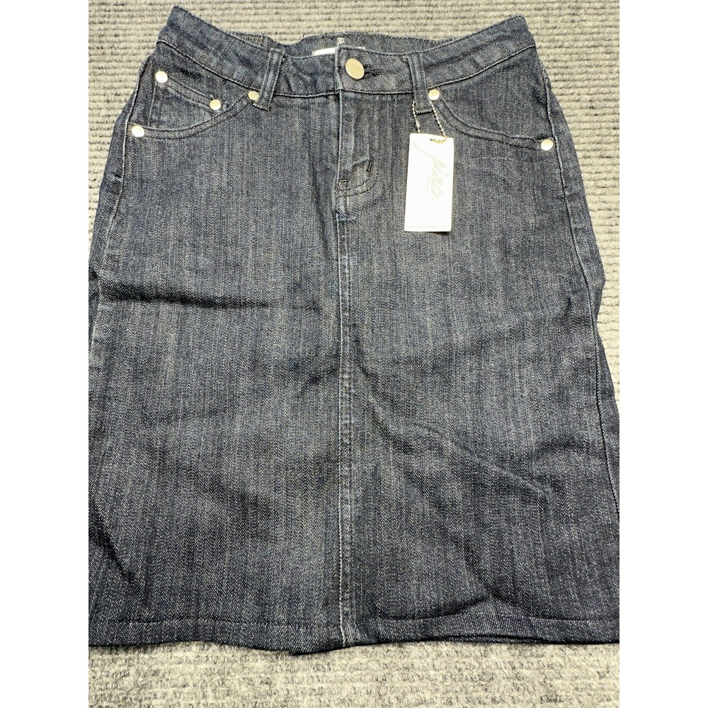 Pinc Premium Denim Skirt Womens Size 12 Blue Stretch Jean Knee Length Casual New